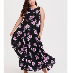 Floral High Neck Georgette Maxi Dress